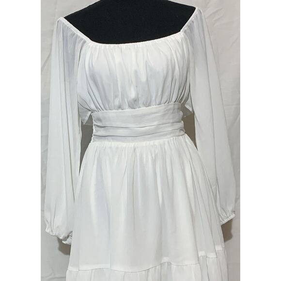 Forolav White Flowy Tie Back Dress Medium Bridal Shower Bride - Picture 2 of 9